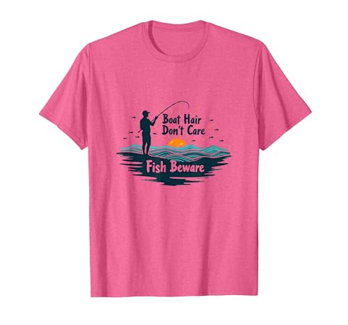 Mademark Boat Hair Don't Care Fish Beware Fishing Apparel T-Shirt - size chart