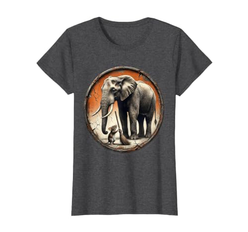 Mademark Mouse Hands Elephant a Tiny Broom Funny Animal Art T-Shirt - Women - size chart