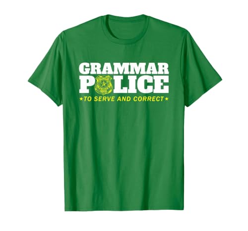 Easy Halloween Costume Top Shop Grammar Police Officer Funny Badge Halloween Costume T-Shirt - size chart