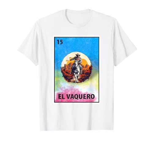 Cowboy Mexican Cards Mexican Bingo El Vaquero T-Shirt - size chart
