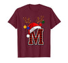 Christmas Buffalo Plaid Alphabet Tees Letter M Name Initial Buffalo Plaid Alphabet Monogram T-Shirt - size chart