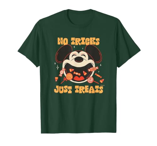 Disney Mickey Mouse Halloween Candy No Tricks Just Treats T-Shirt - size chart