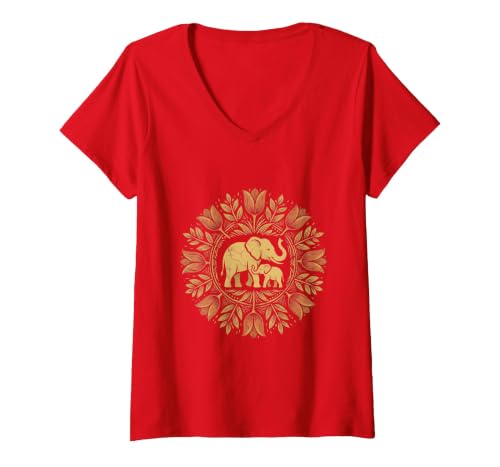 Mademark Women's Mother Elephant Nudging Newborn Calf Maternity V-Neck T-Shirt - Women - size chart