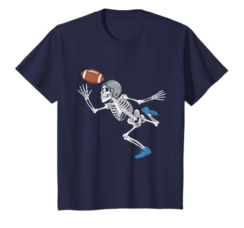 Halloween Shirts Women Men Kids Football Skeleton Halloween Player Catcher Mens Boys Kids T-Shirt - size chart