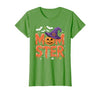 Mom-ster Halloween Funny Witch Hat Pumpkin Mom Momster Mom Mommy Matching Family Halloween Costume Women T-Shirt - size chart
