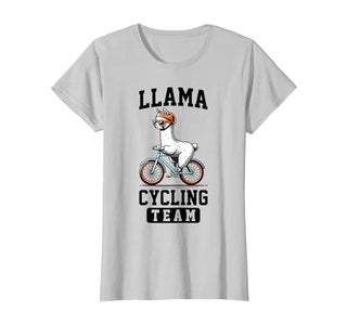 Bicycle Riding Animals Co. Llama Cycling Team Riding Bicycle T-Shirt - size chart
