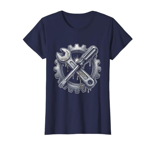 Mademark Grease Monkey Wrench and Screwdriver Crossed T-Shirt - Women - size chart