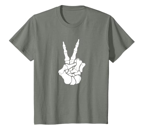 Goodtogotees Skeleton Hand Peace Sign Halloween t-Shirt T-Shirt - size chart