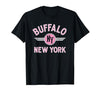 133 Apparel Buffalo NY Buffalo New York Circle NY Pink Print T-Shirt - size chart