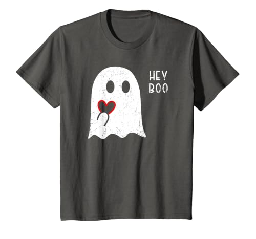 Halloween Ghosts & Stuff Clothing Hey Boo Ghost Heart Hand Sign Cute Halloween Spooky Season T-Shirt - size chart