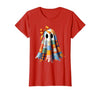 Patchwork Quilt Ghost Halloween Quilter Autumn Tee Patchwork Ghost Quilt Halloween Quilter Fall Autumn Bow Cute T-Shirt -