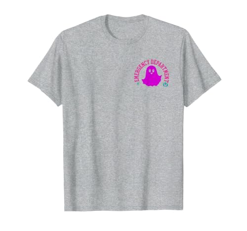 ER Nurse Halloween Pumpkin Emergency Department Spooky Emergency Department Ghost ER Nurse Halloween T-Shirt - size chart