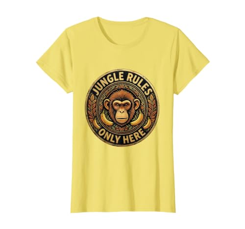 Mademark Monkey Jungle Rules Only Here Graphic Design T-Shirt - Women - size chart