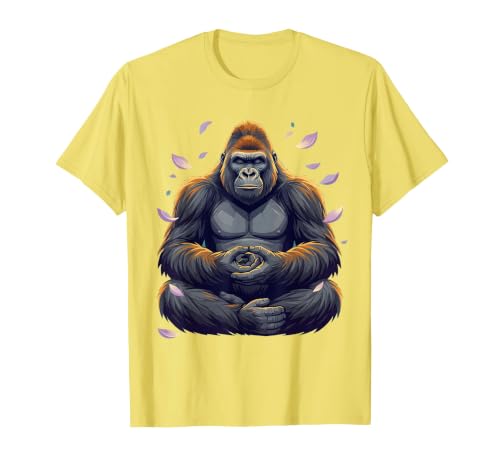 Mademark Meditating Gorilla Zen Monkey Graphic Design T-Shirt - Men - size chart