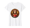 Mademark Monkey Pressing Big Red Button Funny Stupid Tee T-Shirt - Women - size chart