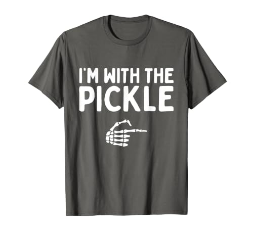 Funny Halloween Costume Holiday Party Gift I'm with The Pickle Funny Halloween Costume Matching Couples T-Shirt - size chart