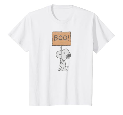 Peanuts Halloween Snoopy Boo Sign T-Shirt - size chart