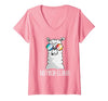 Llama Life Apparel Women's No Prob-Llama No Problem Cute Funny Cool Llama Alpaca V-Neck T-Shirt - size chart