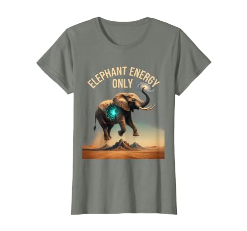 Mademark Elephant Energy Only Bold Graphic Design T-Shirt - Women - size chart