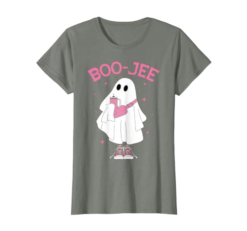 Spooky Season Ghost Halloween Boujee Boo-Jee Boo-JEE Spooky Season Ghost Pink Halloween Pumpkin Boujee T-Shirt - size chart