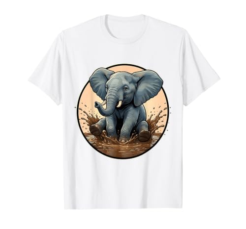 Mademark Baby Elephant Splashing in Muddy Puddle T-Shirt - Men - size chart