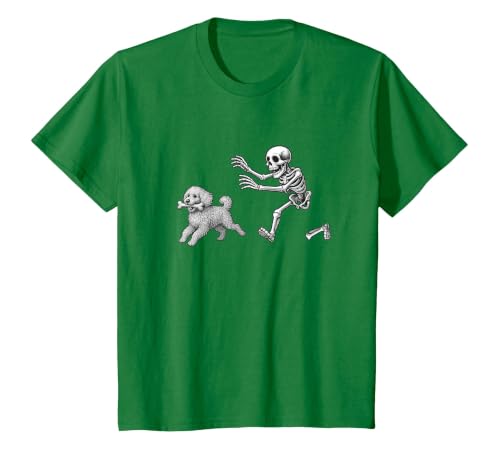 Funny Halloween Dog Lovers Gift Tees Skeleton Dogs Funny Skeleton Chasing Goldendoodle Dog Halloween Dogs Lover T-Shirt -