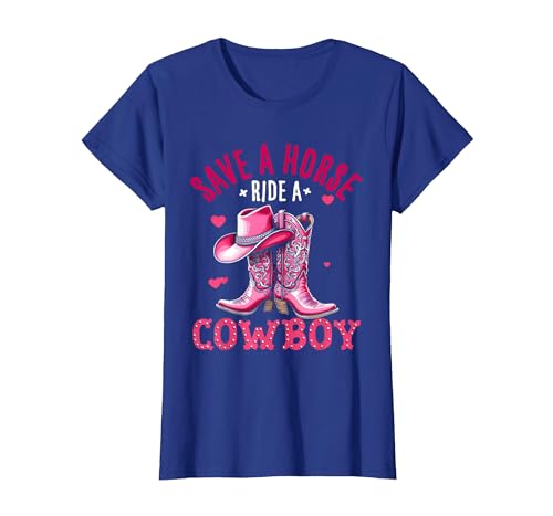 Save A Horse Ride A Cowboy Western Country Life Cowgirl T-Shirt - size chart