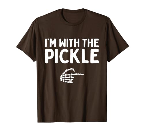Funny Halloween Costume Holiday Party Gift I'm with The Pickle Funny Halloween Costume Matching Couples T-Shirt - size chart