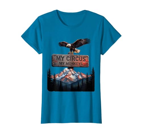 Mademark My Circus My Monkeys Funny Chaos Manager Design T-Shirt - Women - size chart