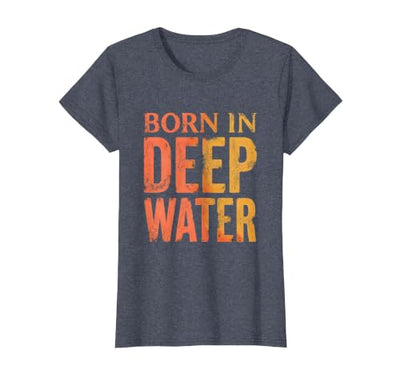 Born in Deep Water Shark Graphic Design T-Shirt