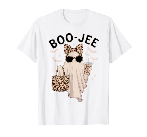 Halloween Boo-Jee Leopard Ghost Coquette Bow Coquette Leopard Ghost Coffee Boo-JEE Halloween Boujee Ghost T-Shirt - size