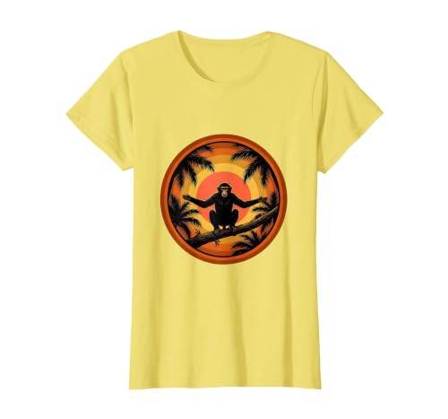Mademark Monkey Silhouette Tropical Sunset Graphic T-Shirt - Women - size chart