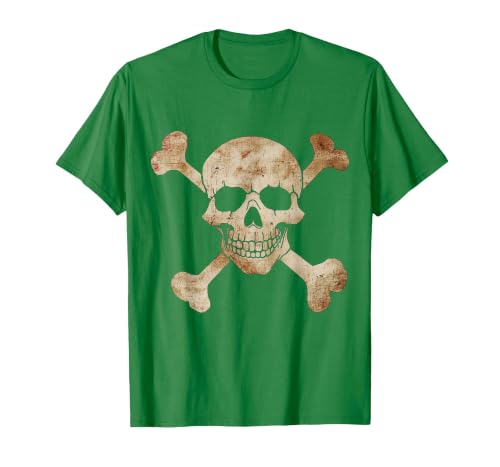 Halloween Designs. Pirate Flag Skull and Crossbones Skeleton Graphic Halloween T-Shirt - size chart