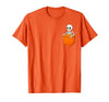 Halloween Spooky Funny Design Skeleton in Pocket Halloween Spooky Funny Skull Costume T-Shirt - size chart