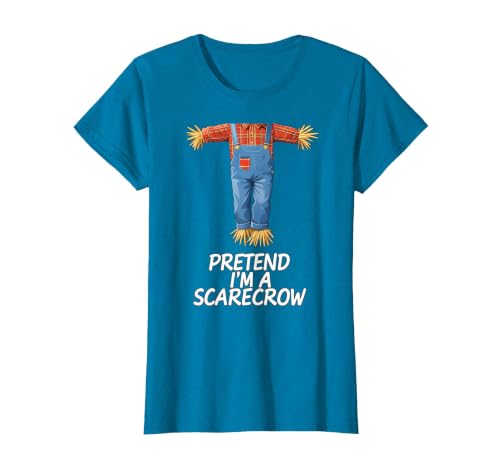 Humor Scarecrow Halloween Tees Pretend I'm A Scarecrow Halloween Costume T-Shirt - size chart