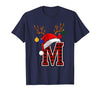 Christmas Buffalo Plaid Alphabet Tees Letter M Name Initial Buffalo Plaid Alphabet Monogram T-Shirt - size chart