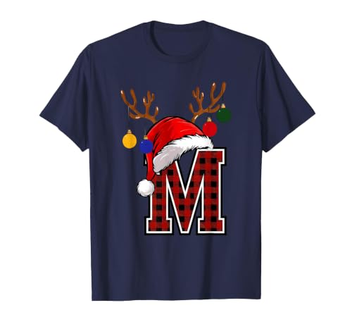 Christmas Buffalo Plaid Alphabet Tees Letter M Name Initial Buffalo Plaid Alphabet Monogram T-Shirt - size chart