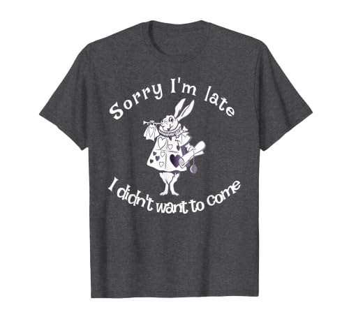 Sorry I'm Late, I Didn't Want to Come White Rabbit Watch T-Shirt — design detail