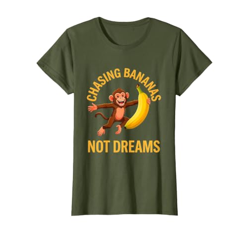 Mademark Chasing Bananas Not Dreams Funny Monkey Design T-Shirt - Women - size chart