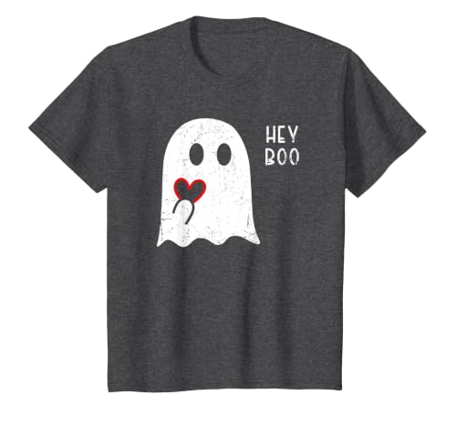 Halloween Ghosts & Stuff Clothing Hey Boo Ghost Heart Hand Sign Cute Halloween Spooky Season T-Shirt - size chart