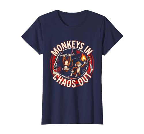 Mademark Monkeys In. Chaos Out. Punk Metal Circus Design T-Shirt - Women - size chart