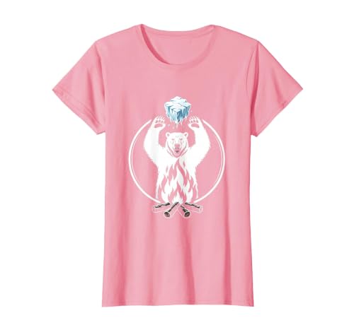 Mademark Polar Bear Throws Ice Into Fire Funny Design T-Shirt - size chart
