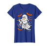Ghost Halloween Lover Gift Co. Boo Ghost Playing Flute Halloween Musical Instrument T-Shirt - size chart