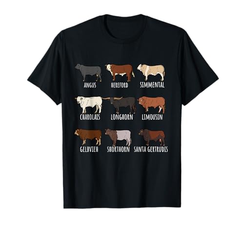 Cattle Breed Livestock Enthusiasts,Cattle Farmers Type of Cow Breed Cattle Collection West Bulls Angus Farmer T-Shirt - Black
