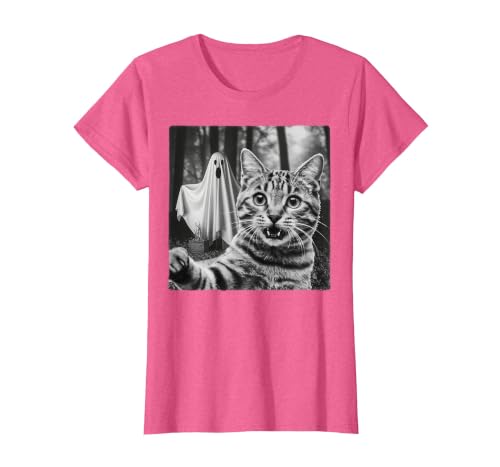 Halloween Cat Selfie with Spooky Ghost t -shir t Halloween Cat Selfie with Spooky Ghost T-Shirt - size chart