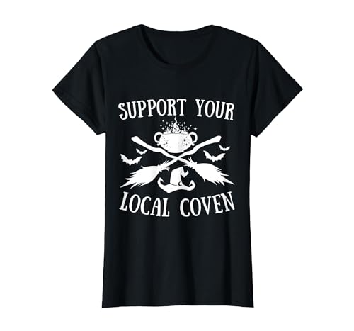 Support Your Local Coven Halloween tee Support Your Local Coven Halloween Coven Witch T-Shirt - size chart