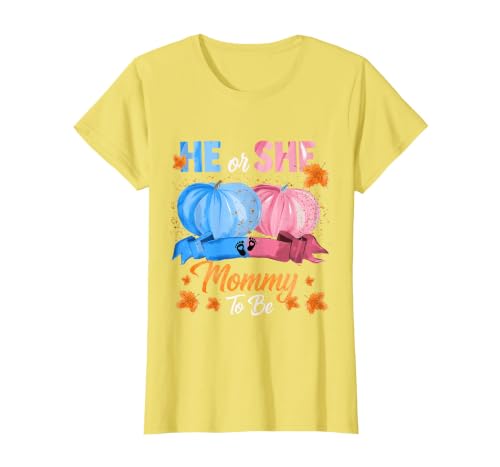 He Or She Pumpkin Gender Reveal Party Supplies Tee Halloween Pumpkin Gender Reveal He or She Mommy to Be T-Shirt - size chart