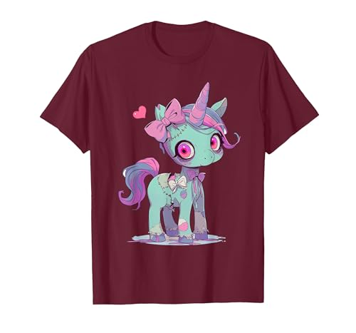 Kawaii Pastel Goth Creepy Cute Witchy Halloween Ts Kawaii Pastel Goth Creepy Cute Witchy Zombie Unicorn T-Shirt - size chart