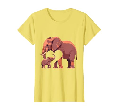 Mademark Elephant Mother and Calf Touching Trunks Design T-Shirt - Women - size chart