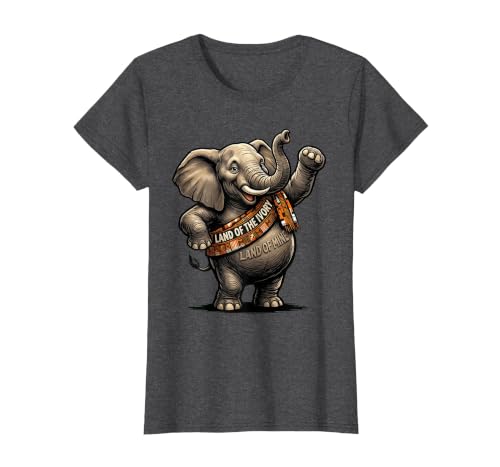 Mademark Land Of The Ivory, Land Of Mine Patriotic Elephant Design T-Shirt - Women - size chart